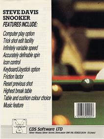 Steve Davis Snooker - Box - Back Image