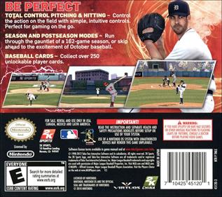 Major League Baseball 2K12 - Box - Back Image