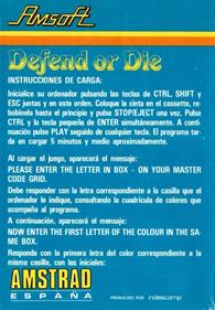 Defend or Die  - Box - Back Image