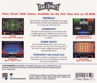3-D TableSports - Box - Back Image