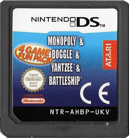 4 Game Fun Pack Monopoly/Boggle/Yahtzee/Battleship - Cart - Front Image