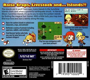 Harvest Moon DS: Sunshine Islands - Box - Back Image