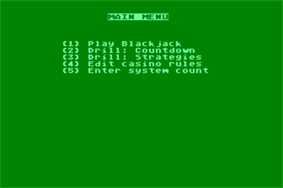 Ken Uston's Professional Blackjack - Screenshot - Game Select Image