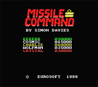 Missile Command - Screenshot - Game Title Image