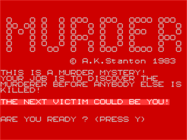 Murder (Rabbit Software) - Screenshot - Game Title Image