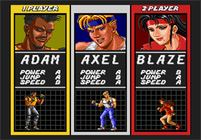 Streets of Rage - Screenshot - Game Select Image