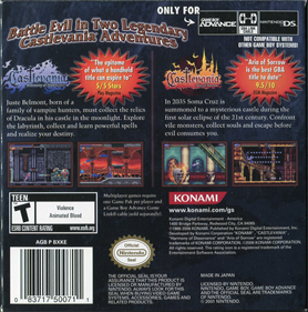 Castlevania Double Pack - Box - Back Image
