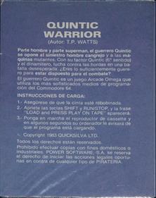 Quintic Warrior - Box - Back Image