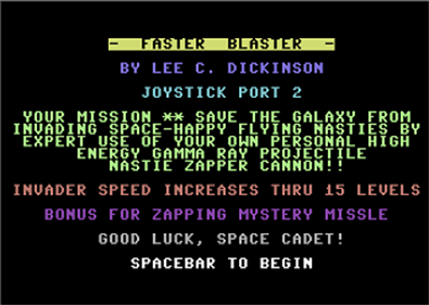 Faster Blaster - Screenshot - Game Title Image