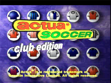 Actua Soccer: Club Edition - Screenshot - Game Title Image