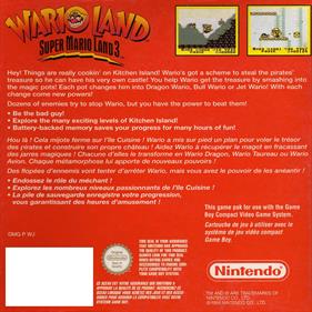 Wario Land: Super Mario Land 3 - Box - Back Image