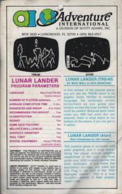 Lunar Lander - Box - Back Image