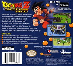 Dragon Ball Z: The Legacy of Goku - Box - Back Image