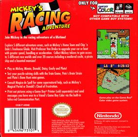Mickey's Racing Adventure - Box - Back Image