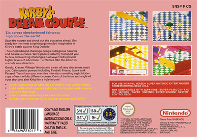 Kirby's Dream Course - Box - Back Image