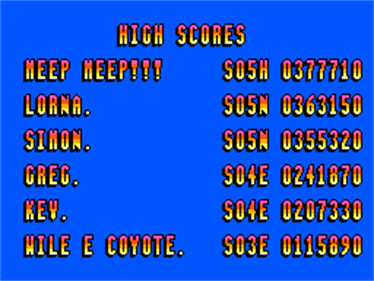 Desert Speedtrap starring Road Runner and Wile E. Coyote - Screenshot - High Scores Image
