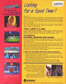 Leisure Suit Larry in the Land of the Lounge Lizards - Box - Back Image