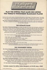 Ken Uston's Professional Blackjack - Box - Back Image