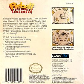 Pinball Mania - Box - Back Image