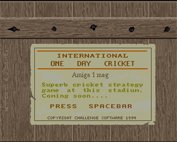 International 1 Day Cricket - Screenshot - Game Title Image