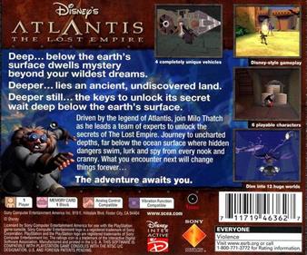 Disney's Atlantis: The Lost Empire - Box - Back Image