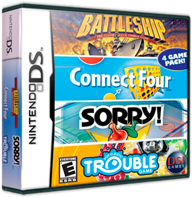 4 Game Pack!: Battleship/Connect Four/Sorry!/Trouble - Box - 3D Image