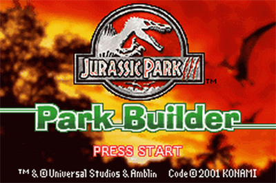Jurassic Park III: Park Builder - Screenshot - Game Title Image
