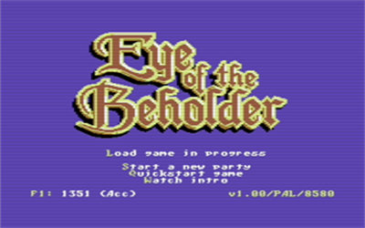 Eye of the Beholder C128 - Screenshot - Game Title Image