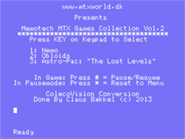 Memotech MTX Series Games Collection Vol.2 - Screenshot - Gameplay Image