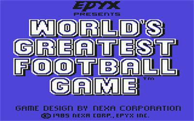 The World's Greatest Football Game - Screenshot - Game Title Image