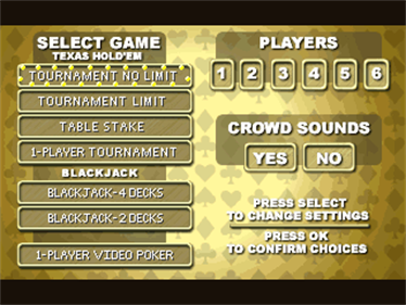 Deluxe TV Poker: Texas Hold'em, Blackjack & Video Poker - Screenshot - Game Select Image