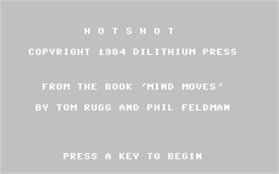 Hotshot (dilithium Press) - Screenshot - Game Title Image