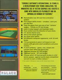 International 3D Tennis - Box - Back Image