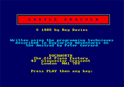 Castle Dracula - Screenshot - Game Title Image