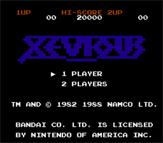 Xevious: The Avenger - Screenshot - Game Title Image