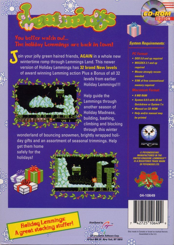 Holiday Lemmings '94 Online :: DJ OldGames