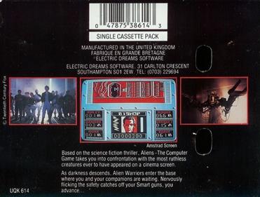Aliens: The Computer Game - Box - Back Image