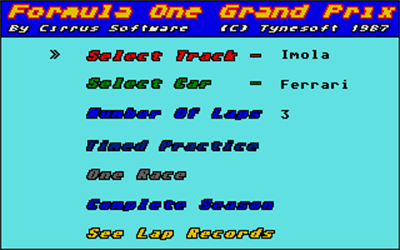 Formula 1 Grand Prix - Screenshot - Game Select Image