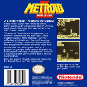 Metroid II: Return of Samus - Box - Back Image