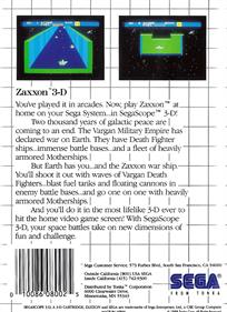 Zaxxon 3-D - Box - Back Image