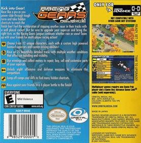 Racing Gears Advance - Box - Back Image