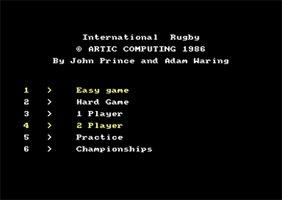 International Rugby - Screenshot - Game Select Image