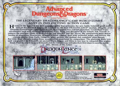 Advanced Dungeons & Dragons: Heroes of the Lance - Box - Back