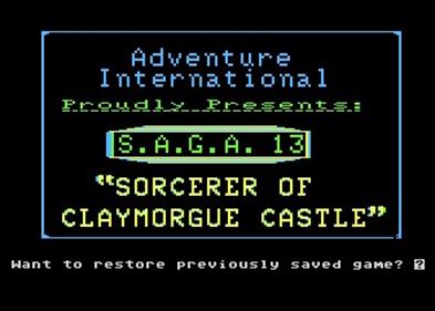 Scott Adams' Graphic Adventure #13: The Sorcerer of Claymorgue Castle - Screenshot - Game Title Image
