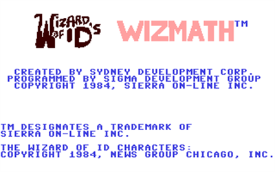 The Wizard of Id's: WizMath - Screenshot - Game Title Image