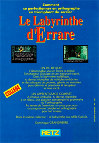 Le Labyrinthe d'Errare - Box - Back Image