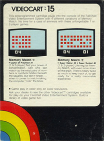 Videocart-15: Memory Match - Box - Back Image