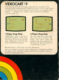 Videocart-9: Drag Strip - Box - Back Image