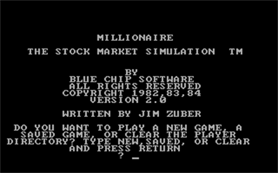 Millionaire: The Stock Market Simulation - Screenshot - Game Title Image
