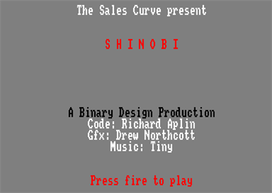 Shinobi - Screenshot - Game Select Image